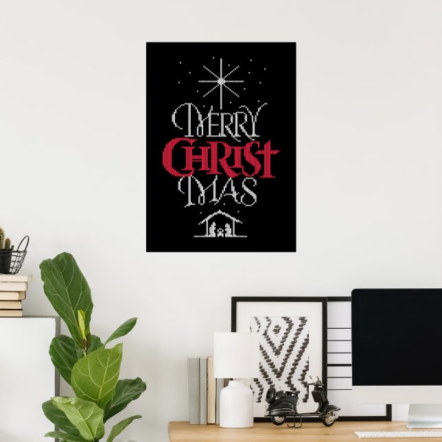 Ugly Knit Christmas Sweater Christian Christmas Poster (Home Office)