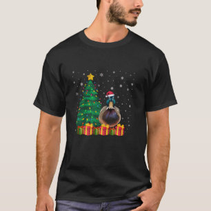 Ugly Mallard Bird Santa Hat Christmas Tree Lights T-Shirt