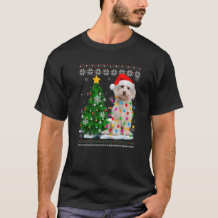 Ugly Maltese Dog Santa Hat Christmas Tree Light T-Shirt