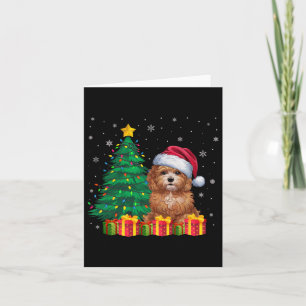 Ugly Maltipoo Santa Hat Christmas Lights Dog Lover Card