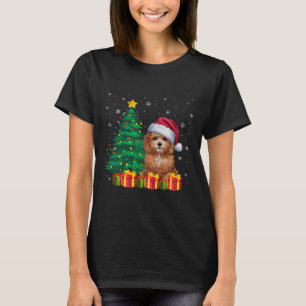 Ugly Maltipoo Santa Hat Christmas Lights Dog Lover T-Shirt