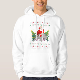 Ugly Manatee Xmas Gift Santa Riding Man Hoodie
