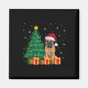 Ugly Mastiff Santa Hat Christmas Lights Dog Lover Magnet