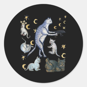 Ugly Mediaeval Cats  Classic Round Sticker