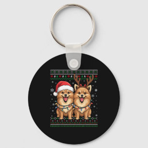 Ugly Meranian Dog Xmas Santa Matching Christmas Sw Key Ring
