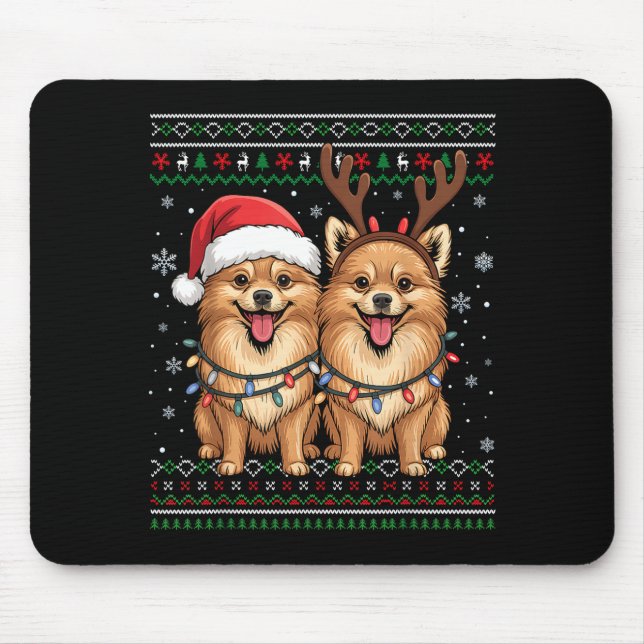 Ugly Meranian Dog Xmas Santa Matching Christmas Sw Mouse Mat (Front)