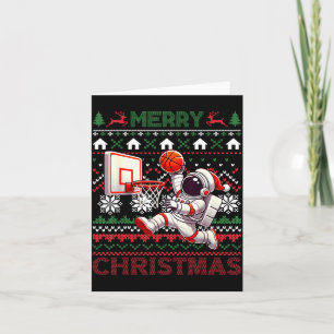 Ugly Merry Christmas Astronaut Dunk Santa Hat Snow Card