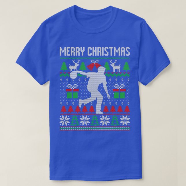 Ugly Merry Christmas Bowling Santa T T-Shirt (Design Front)