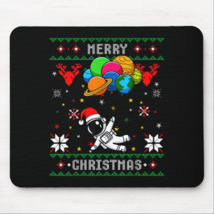 Ugly Merry Christmas Santa Hat Tree Astronaut Hold Mouse Mat
