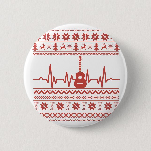Ugly Merry Christmas sweater acoustic guitar 6 Cm Round Badge (Front)
