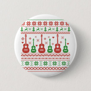 Ugly Merry Christmas sweater acoustic guitar 6 Cm Round Badge