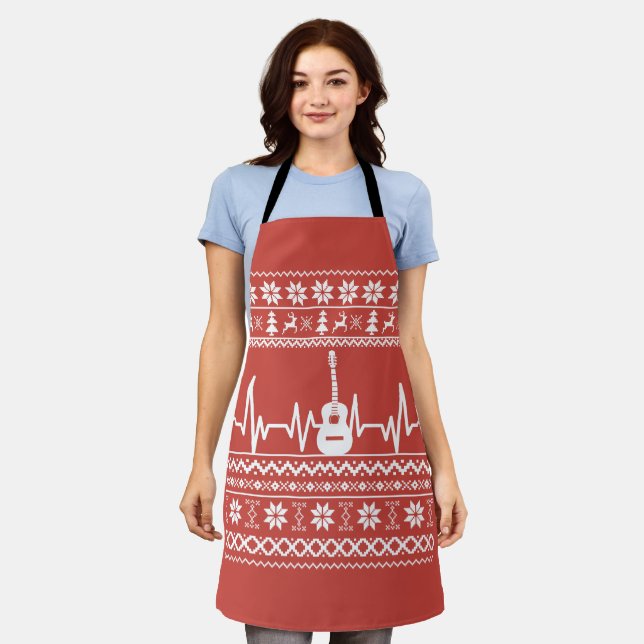 Ugly Merry Christmas sweater acoustic guitar Apron (Worn)