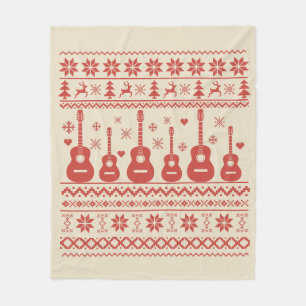 Ugly Merry Christmas sweater acoustic guitar Fleece Blanket