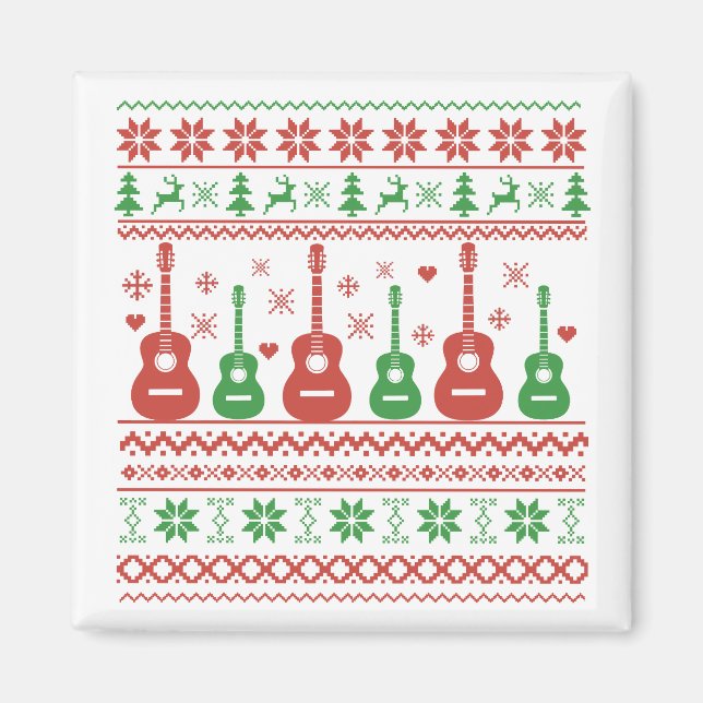 Ugly Merry Christmas sweater acoustic guitar Magnet (Front)