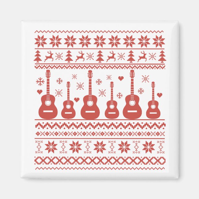 Ugly Merry Christmas sweater acoustic guitar Magnet (Front)