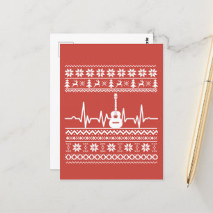 Ugly Merry Christmas sweater acoustic guitar Postcard