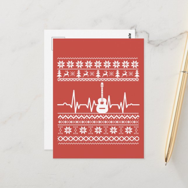 Ugly Merry Christmas sweater acoustic guitar Postcard (Front/Back In Situ)