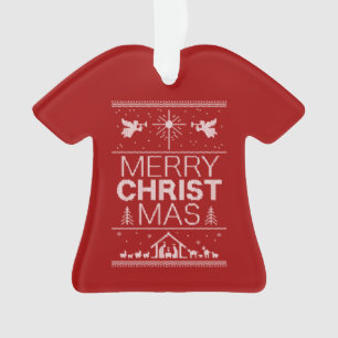 Ugly Merry Christmas Sweater Christian Christ Red Ornament
