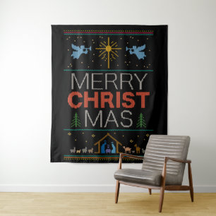 Ugly Merry Christmas Sweater Christian Colourful Tapestry