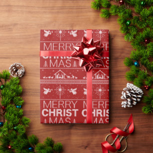 Ugly Merry CHRISTmas Sweater Christian Nativity Wrapping Paper
