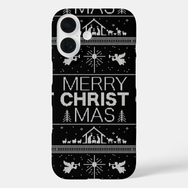 Ugly Merry Christmas Sweater Elegant Christian     Case-Mate iPhone Case (Back)