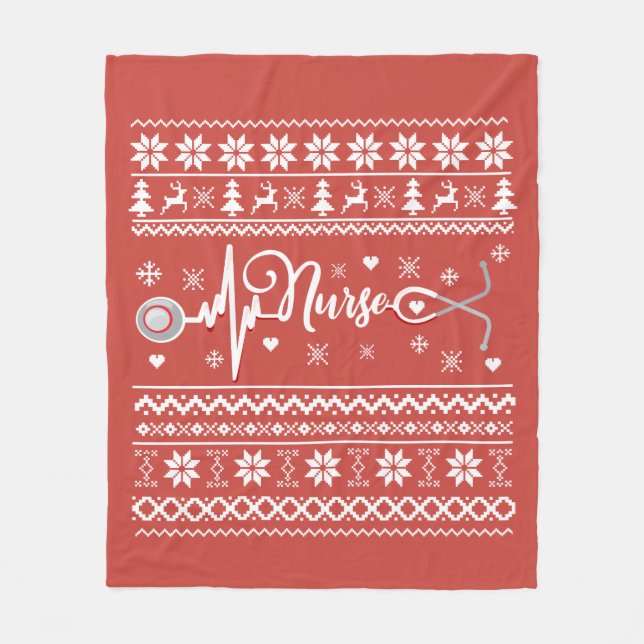 Ugly Merry Christmas sweater heartbeat Fleece Blanket (Front)