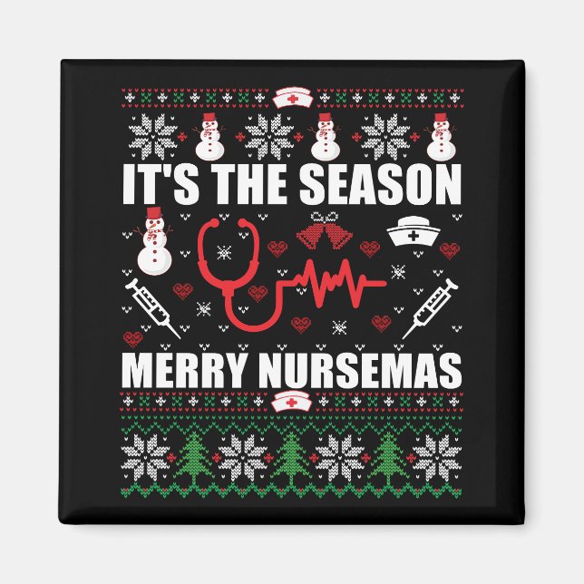Ugly Merry Christmas sweater nurse Magnet (Front)