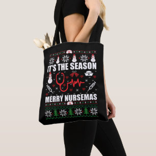 Ugly Merry Christmas sweater nurse Tote Bag