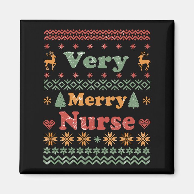 Ugly Merry Christmas sweater nurse vintage Magnet (Front)