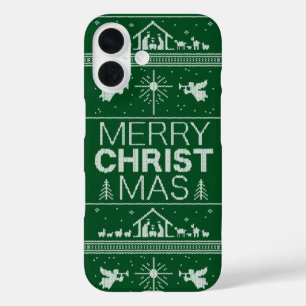 Ugly Merry Christmas Sweater Religious Christian iPhone 16 Case