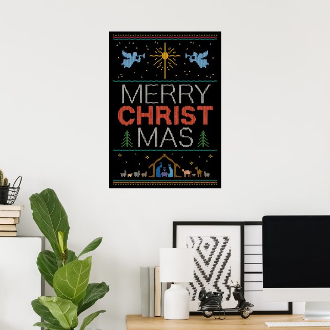 Ugly Merry Christmas Sweater Religious Christian Poster (Home Office)