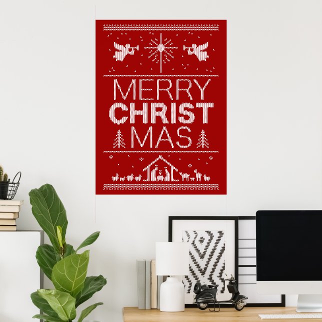 Ugly Merry Christmas Sweater Religious Christian Poster (Home Office)