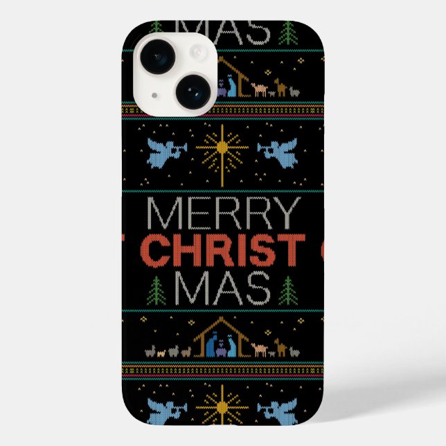 Ugly Merry CHRISTmas Sweater Religious Colourful C Case-Mate iPhone Case (Back)