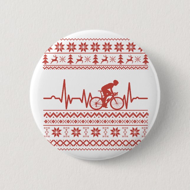 Ugly Merry christmas sweater riding a bike 6 Cm Round Badge (Front)