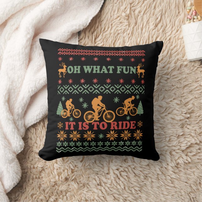 Ugly Merry christmas sweater riding a bike Cushion (Blanket)
