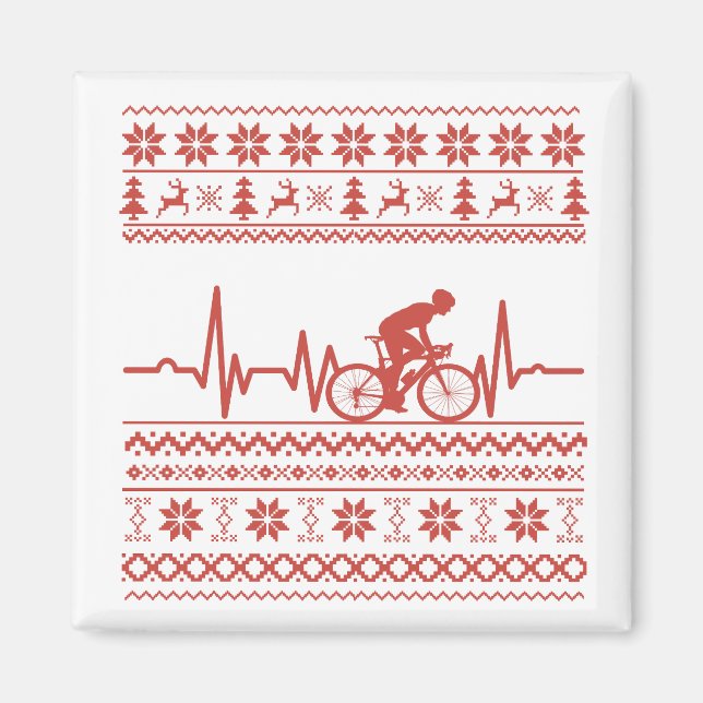 Ugly Merry christmas sweater riding a bike Magnet (Front)