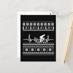 Ugly Merry christmas sweater riding a bike Postcard