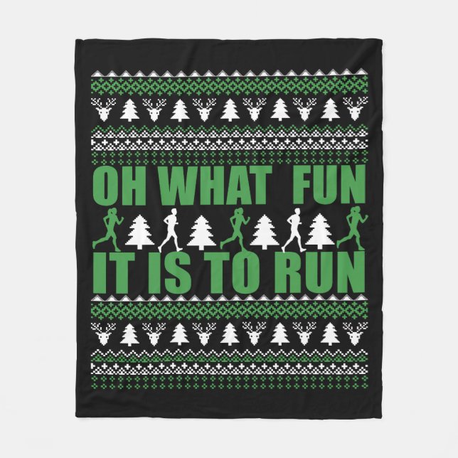 Ugly Merry Christmas sweater running run Fleece Blanket (Front)