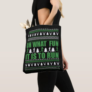 Ugly Merry Christmas sweater running run Tote Bag