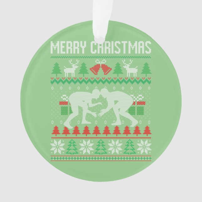 Ugly Merry Christmas Wrestling Wrestler Santa Xmas Ornament (Front)