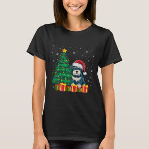 Ugly Miniature Schnauzer Santa Hat Christmas Light T-Shirt