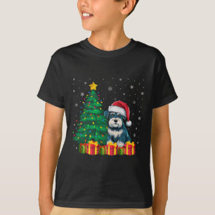 Ugly Miniature Schnauzer Santa Hat Christmas Light T-Shirt