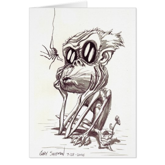 Ugly Monkey with Flower and Bug Card