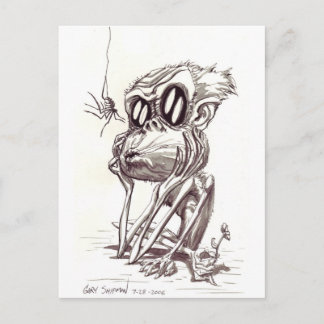 Ugly Monkey with Flower and Bug (Postcard) Postcard
