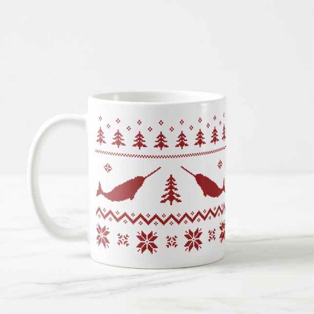 Ugly Narwhal Christmas Sweater Coffee Mug (Left)
