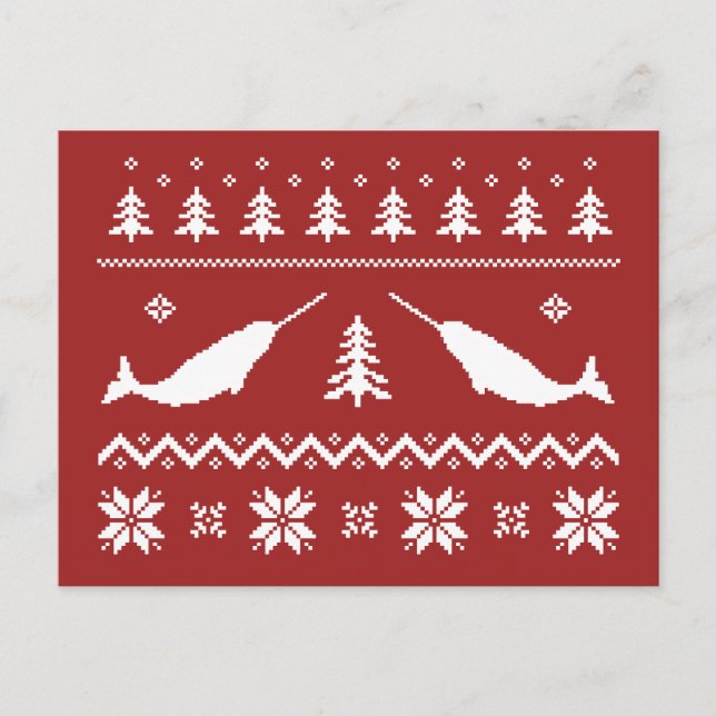 Ugly Narwhal Christmas Sweater Holiday Postcard (Front)