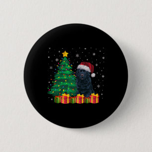 Ugly Newfoundland Santa Hat Christmas Lights Dog L 6 Cm Round Badge