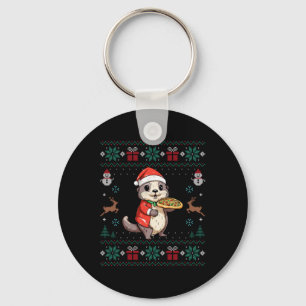Ugly Otter Lover Santa Hat Xmas Light Otter Christ Key Ring