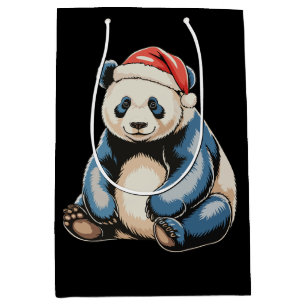 Ugly Panda Lovers Xmas Santa Holiday Sweater Medium Gift Bag