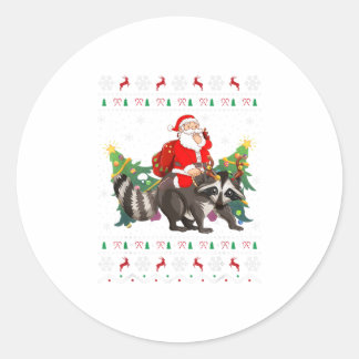 Ugly Racoon Xmas Gift Funny Santa Ridi Classic Round Sticker